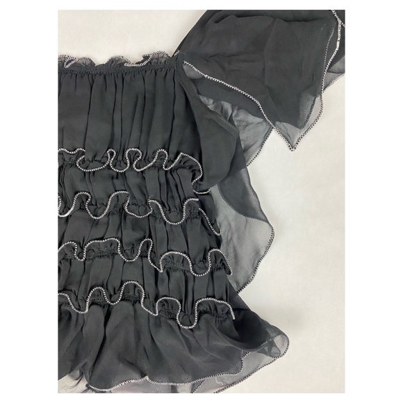 Max Studio Black Silk Ruffled Tank Top - Picture 3 of 8